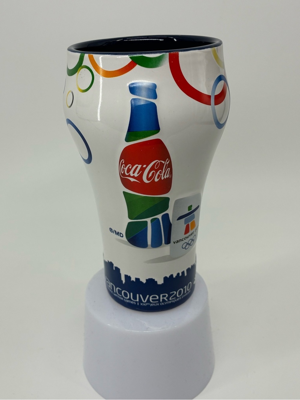 Coca Cola Vancouver 2010 White Multicolor Olympic-Themed Collector Glass